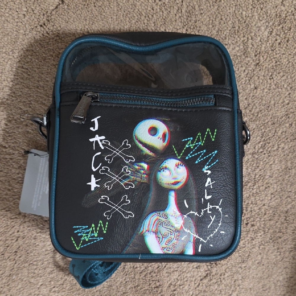 Jack and Sally Black Crossbody Bag